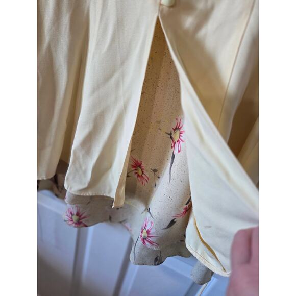 Vintage 90's Medium Dawn Joy Fashions Yellow Cottage Core DRESS Floral - Picture 4 of 6